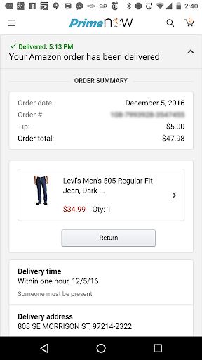 Amazon Prime Now Pants